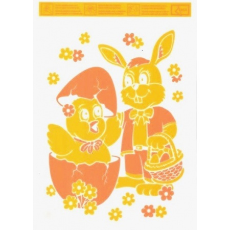 Fólia na okno žltá Kuriatko a zajac