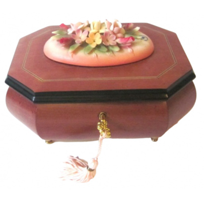 Hudobná šperkovnica Porcelánové kvety