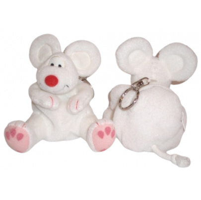 Plyšová kľúčenka s puzdrom Biela myš