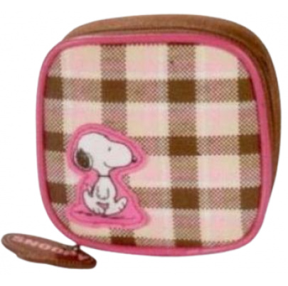 Snoopy puzdro na mince hnedo ružové
