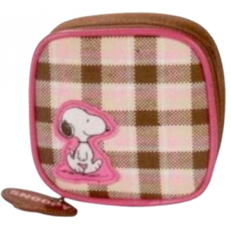 Snoopy puzdro na mince hnedo ružové