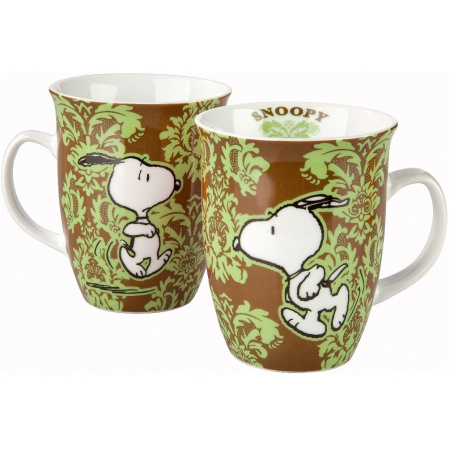 Snoopy hrnček 300 ml hnedo zelený