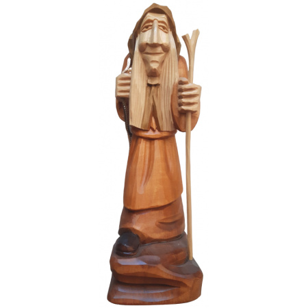 Drevená dekorácia Baba Jaga s batôžtekom