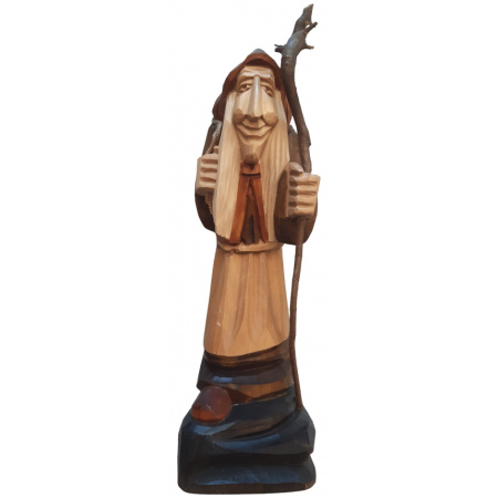 Drevená dekorácia Baba Jaga so zväzkom dreva