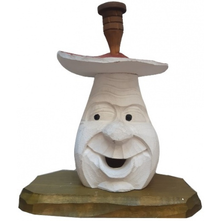 Drevená dekorácia svietnik Muchotrávka