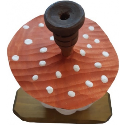 Drevená dekorácia svietnik Muchotrávka