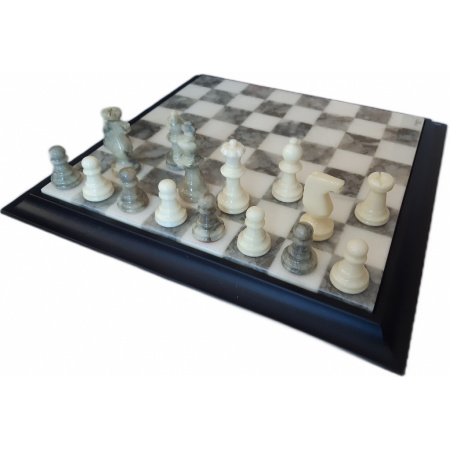 Šachy alabastrové šedé/krémové