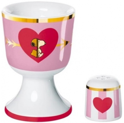 Snoopy pohárik na vajíčko + soľnička Ružová láska