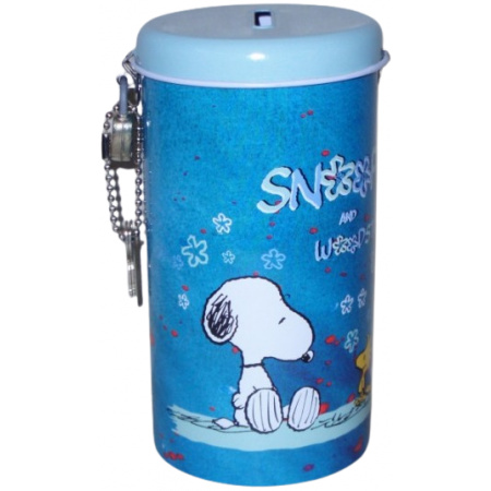 Snoopy pokladnička so zámkom modrá
