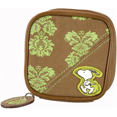 Snoopy puzdro na mince hnedo zelené