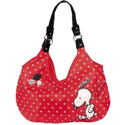 Snoopy taška červená s bodkami