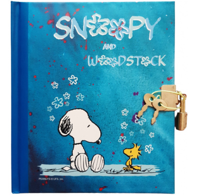 Snoopy denník so zámkom modrý
