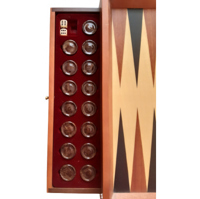 Backgammon alabaster čierny/hnedý