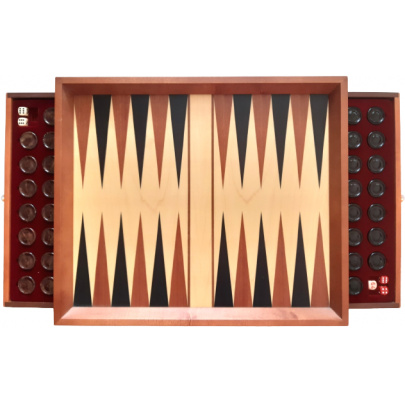 Backgammon alabaster čierny/hnedý