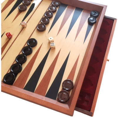 Backgammon alabaster čierny/hnedý