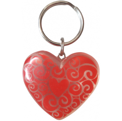 Kľúčenka Červené srdce a ornamenty