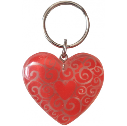 Kľúčenka Červené srdce a ornamenty