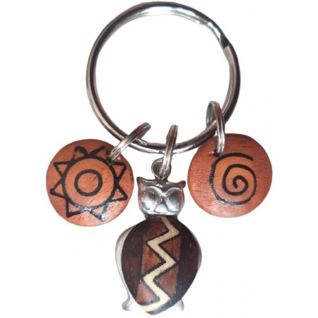 Kľúčenka Sova + 2 drevené guľôčky