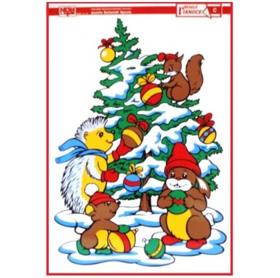 Fólia na okno Zvieratká pri stromčeku