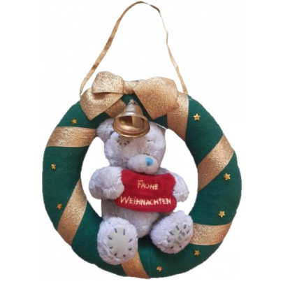 Plyšový medveď vo venci Veselé Vianoce