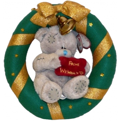 Plyšový medveď vo venci Veselé Vianoce