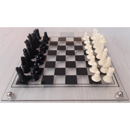 Šachy alabastrové so sklenenou šachovnicou 34x41 cm