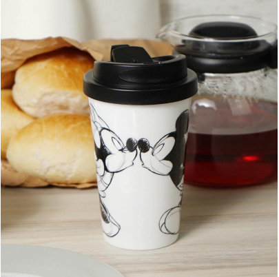 Mickey pohár na kávu so sebou 400 ml Bozk skica strieborná/sivá