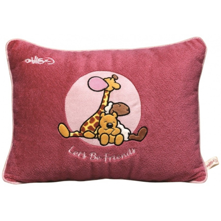 Plyšový vankúš tmavoružový Buďme priateľmi