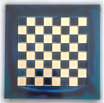 Šachy kovové 20x20 cm Grécka sova- modrá