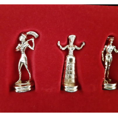 Šachy kovové Minojské - hnedá