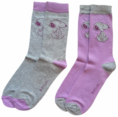 Snoopy ponožky 2 páry lila/šedé 39-42