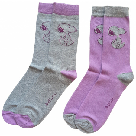 Snoopy ponožky 2 páry lila/šedé 39-42
