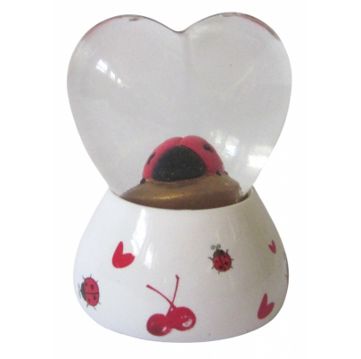 Ťažítko srdce bielo priehľadné s lienkou