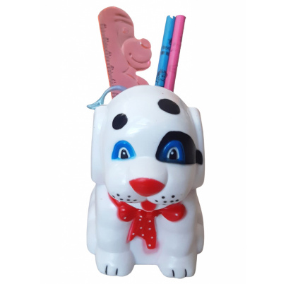 Detský stojan s písacími potrebami pes biely