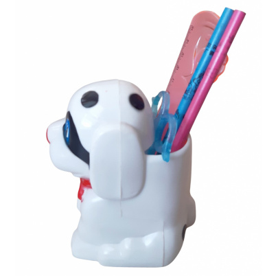 Detský stojan s písacími potrebami pes biely