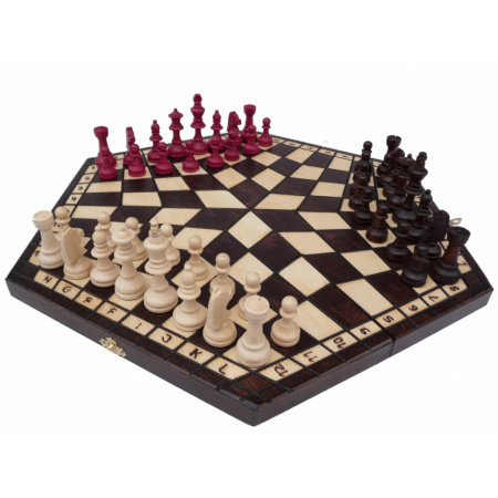 Šachy drevené large pre 3 hráčov