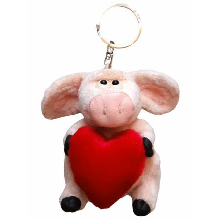 Plyšová kľúčenka 8 cm prasa so srdcom