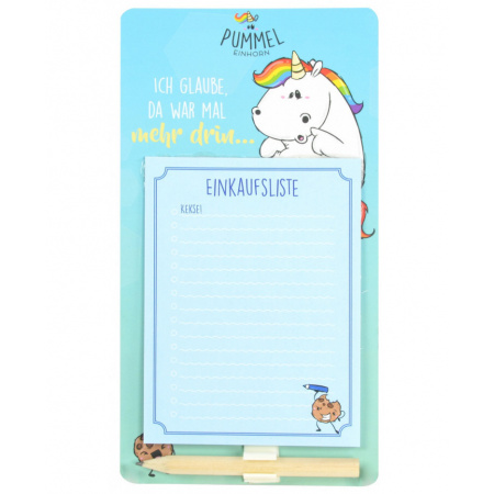 Pummeleinhorn blok nákupný zoznam s magnetom