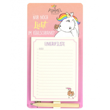 Pummeleinhorn blok nákupný zoznam s magnetom