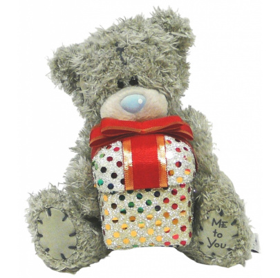 Plyšový medveď 15 cm s trblietavým balíčkom