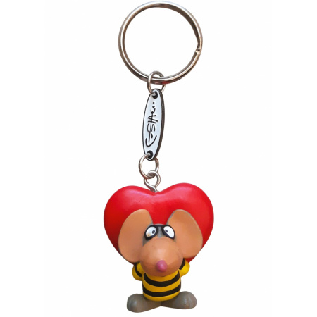 Kľúčenka PVC myš Flo so srdcom