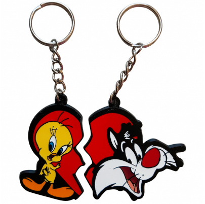 Kľúčenka srdce pre dvoch Tweety a Sylvester