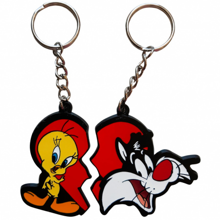 Kľúčenka srdce pre dvoch Tweety a Sylvester