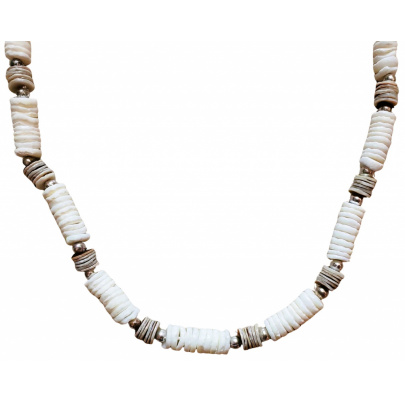 Náhrdelník z mušlí bielo šedý