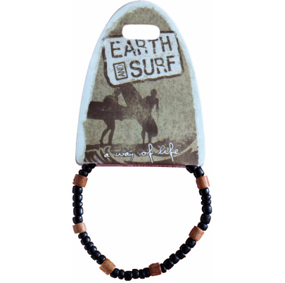 Náramok drevo čierne/hnedé korálky mix