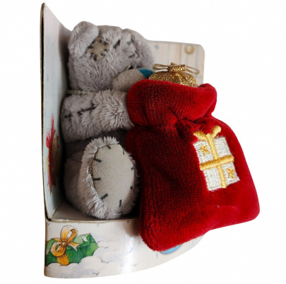 Plyšový medveď 8 cm Vianočné vrecúško