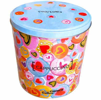 Cappuccino set 4 kusy Emotions v plechovej dóze