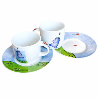 Espresso set 4 kusy Hroch s červeným balónom