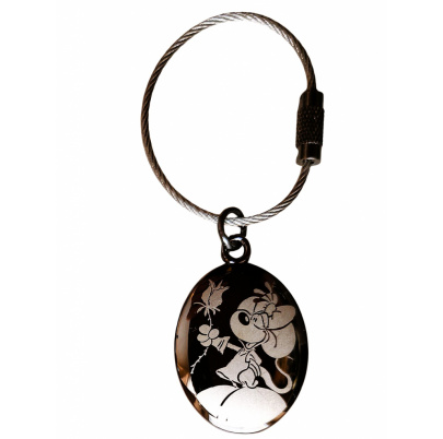 Diddl kľúčenka kovová oválna Diddlina s kvetom