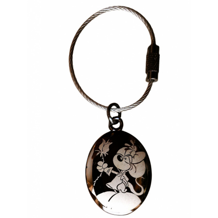 Diddl kľúčenka kovová oválna Diddlina s kvetom